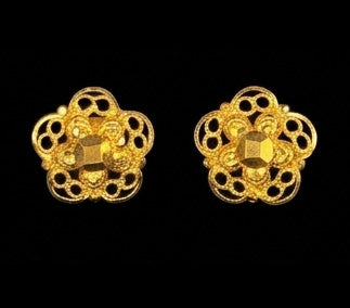 22K Gold Contemporary Fan Motif Earrings | Textured Geometric Gold Drops