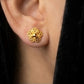 22K Gold Contemporary Fan Motif Earrings | Textured Geometric Gold Drops