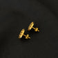 22K Gold Domed Stud Earrings with Textured Finish