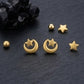 22K Yellow Gold Geometric Rhombus Stud Earrings | Modern Textured Gold Studs
