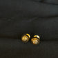 22K Gold Two-Tone Stud Earrings with Textured Detailing - Elegant & Modern