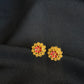 22K Gold Floral Stud Earrings with Vibrant Center Detail.