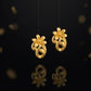 22K Yellow Gold Abstract Flame Drop Earrings | Modern Textured Dangle Jewelry