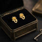 22K Yellow Gold Abstract Flame Drop Earrings | Modern Textured Dangle Jewelry