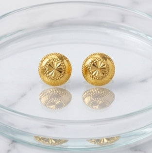 22K Gold Ornate Teardrop Filigree Earrings | Traditional Beaded Gold Drops