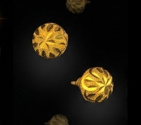 22K Yellow Gold Geometric Rhombus Stud Earrings | Modern Textured Gold Studs