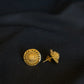 22K Gold Oval Stud Earrings with Floral Center Detail