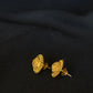 22K Gold Oval Stud Earrings with Floral Center Detail