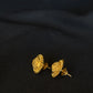 22K Gold Oval Stud Earrings with Floral Center Detail