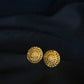 22K Gold Oval Stud Earrings with Floral Center Detail