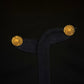 22K Gold Oval Stud Earrings with Floral Center Detail