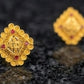 22K Yellow Gold Geometric Filigree Drop Earrings | Traditional Textured Jewelry