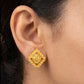 22K Yellow Gold Geometric Filigree Drop Earrings | Traditional Textured Jewelry