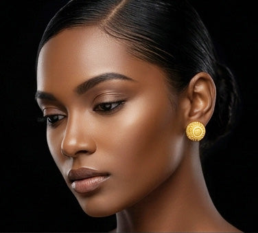 22K Yellow Gold Hammered Leaf Drop Earrings | Nature-Inspired Textured Jewelry