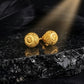 22K Yellow Gold Hammered Leaf Drop Earrings | Nature-Inspired Textured Jewelry