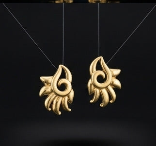 22K Gold Traditional Rawa Work Drop Earrings | Granulated Filigree Jewelry