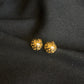 22K Gold Dome Stud Earrings with Detailed Pattern.