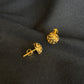 22K Gold Dome Stud Earrings with Detailed Pattern.