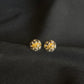 22K Gold Oval Stud Earrings with Floral/Starburst Design.