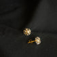 22K Gold Oval Stud Earrings with Floral/Starburst Design.