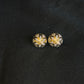 22K Gold Oval Stud Earrings with Floral/Starburst Design.
