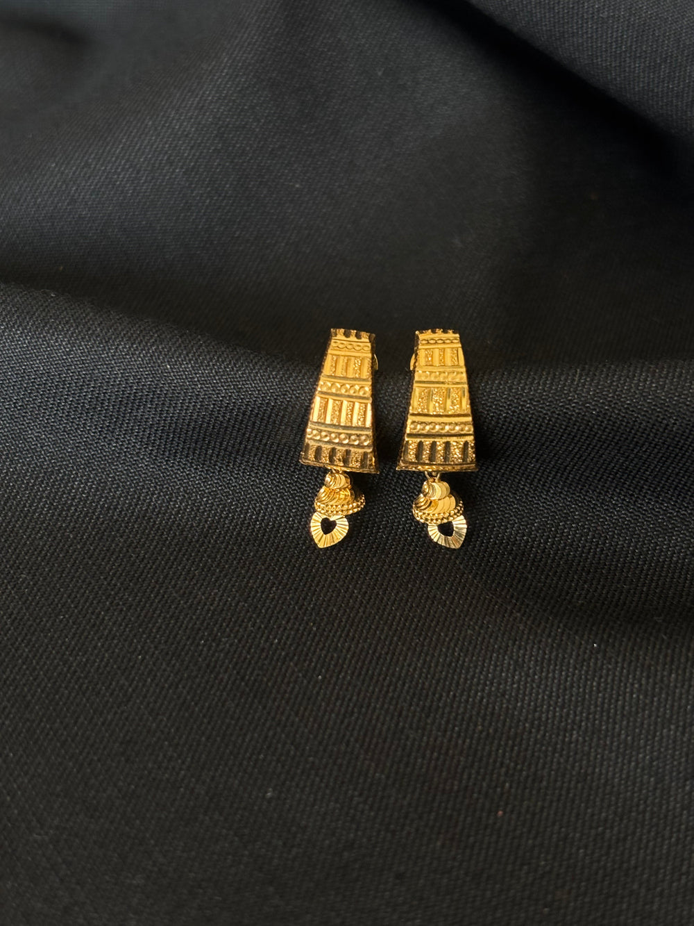 22K Gold Earrings with Intricate Texture