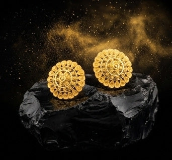 22KT Yellow Gold Abstract Swirl Drop Earrings | Modern Fluid Design Gold Jewelry