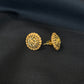 22K Gold Domed Stud Earrings with Radial Design