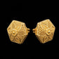 22K Yellow Gold Fan Silhouette Drop Earrings | Textured Geometric Gold Jewelry