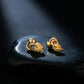 22K Yellow Gold Filigree Shield Drop Earrings | Traditional Indian Lace-Work Jewelry