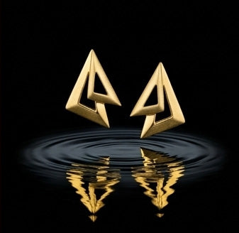 22K Gold Modern Sunburst Drop Earrings | Textured Geometric Gold Jewelry