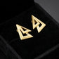 22K Gold Modern Sunburst Drop Earrings | Textured Geometric Gold Jewelry