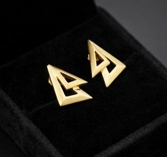 22K Gold Modern Sunburst Drop Earrings | Textured Geometric Gold Jewelry