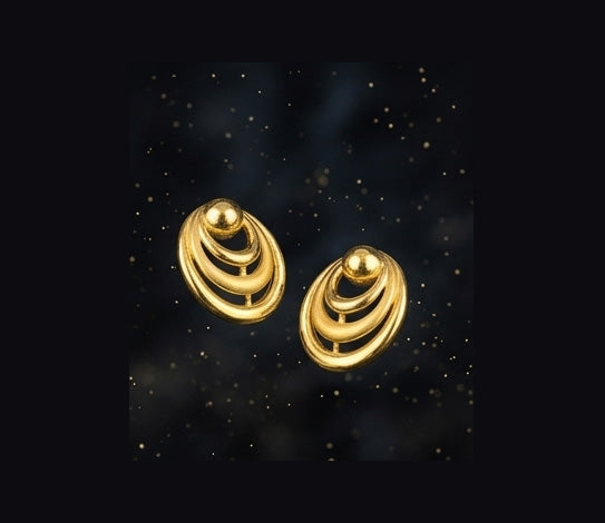22K Gold Scalloped Heart Filigree Earrings | Traditional Indian Romantic Drops