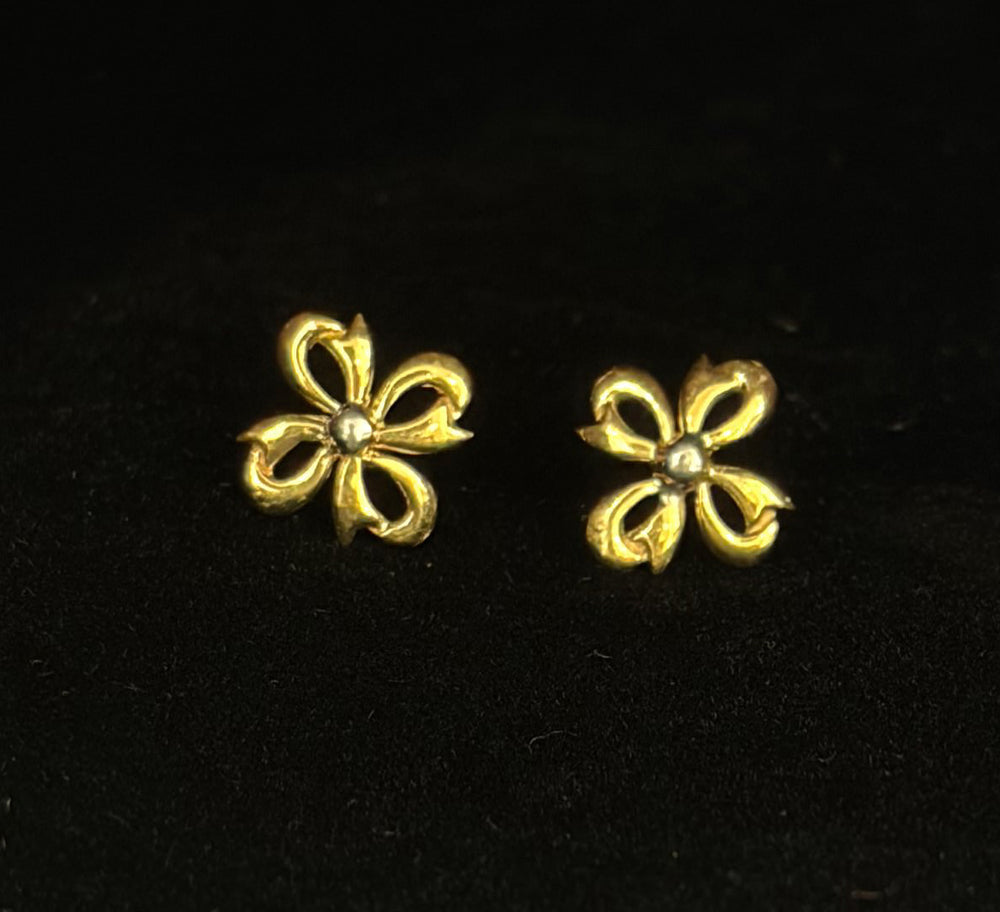 22K Yellow Gold Fluid Leaf Motif Drop Earrings | Modern High-Polish Gold Jewelry