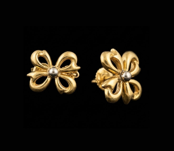 22K Yellow Gold Fluid Leaf Motif Drop Earrings | Modern High-Polish Gold Jewelry