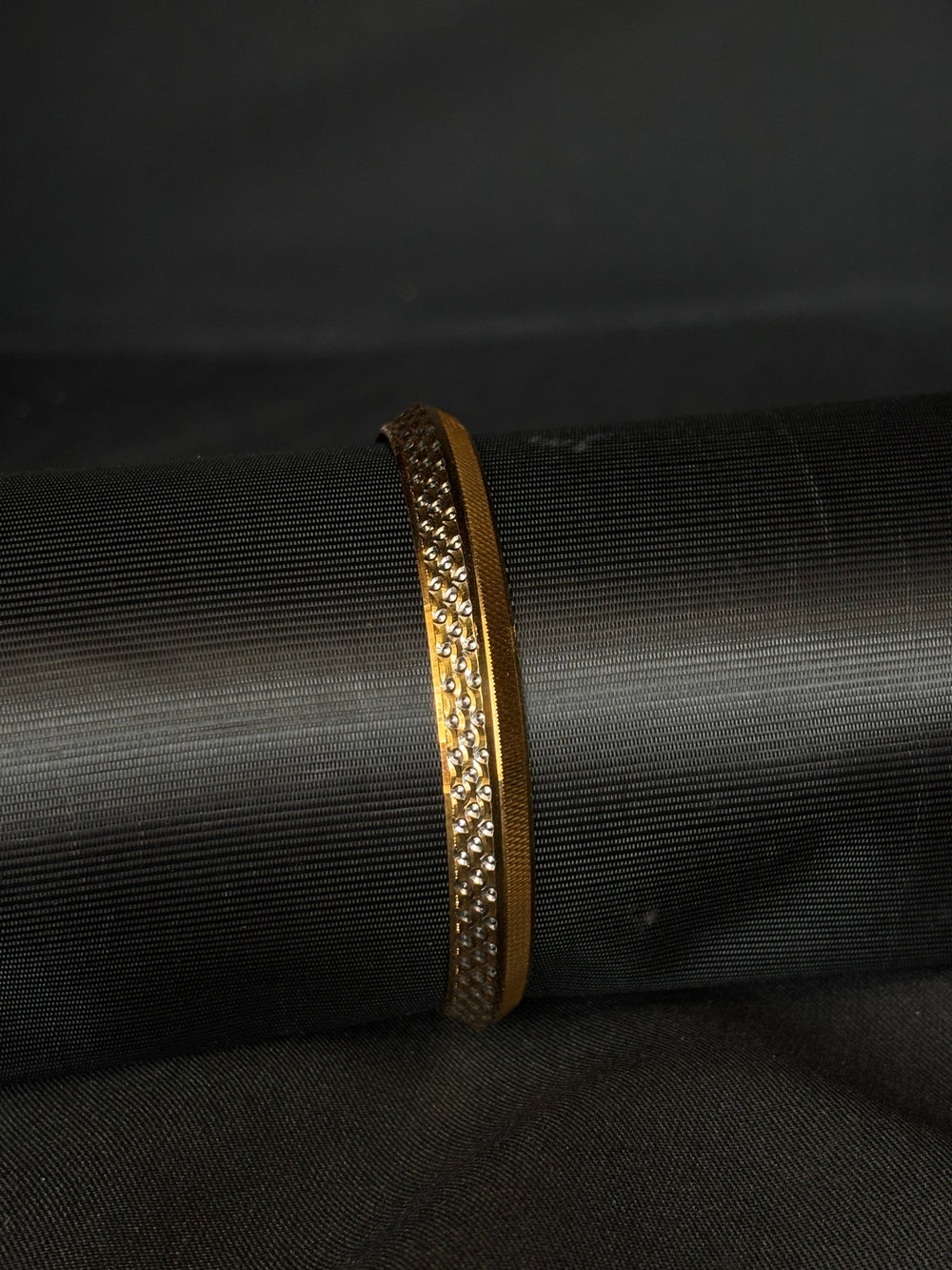 22K Gold Sikh Kara with Distinctive Black & Gold Design