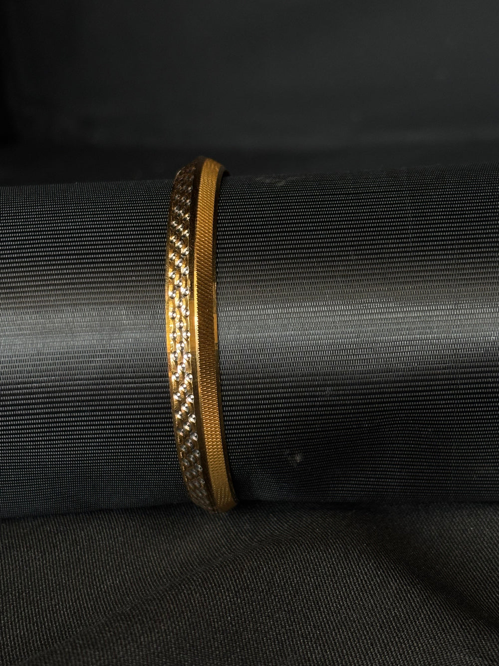 22K Gold Sikh Kara with Distinctive Black & Gold Design