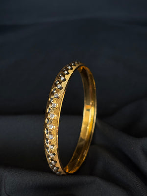 22K Gold Sikh Kara with Diamond-Like Accents