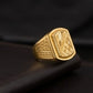 Gents 22K Gold Heritage Star Signet | Traditional Etched Gold Ring
