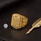 Gents 22K Gold Heritage Star Signet | Traditional Etched Gold Ring
