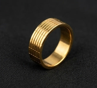Gents 22K Gold Grid-Pattern Band | Minimalist Luxury Wedding Ring