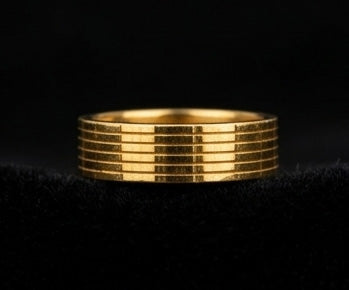 Gents 22K Gold Grid-Pattern Band | Minimalist Luxury Wedding Ring