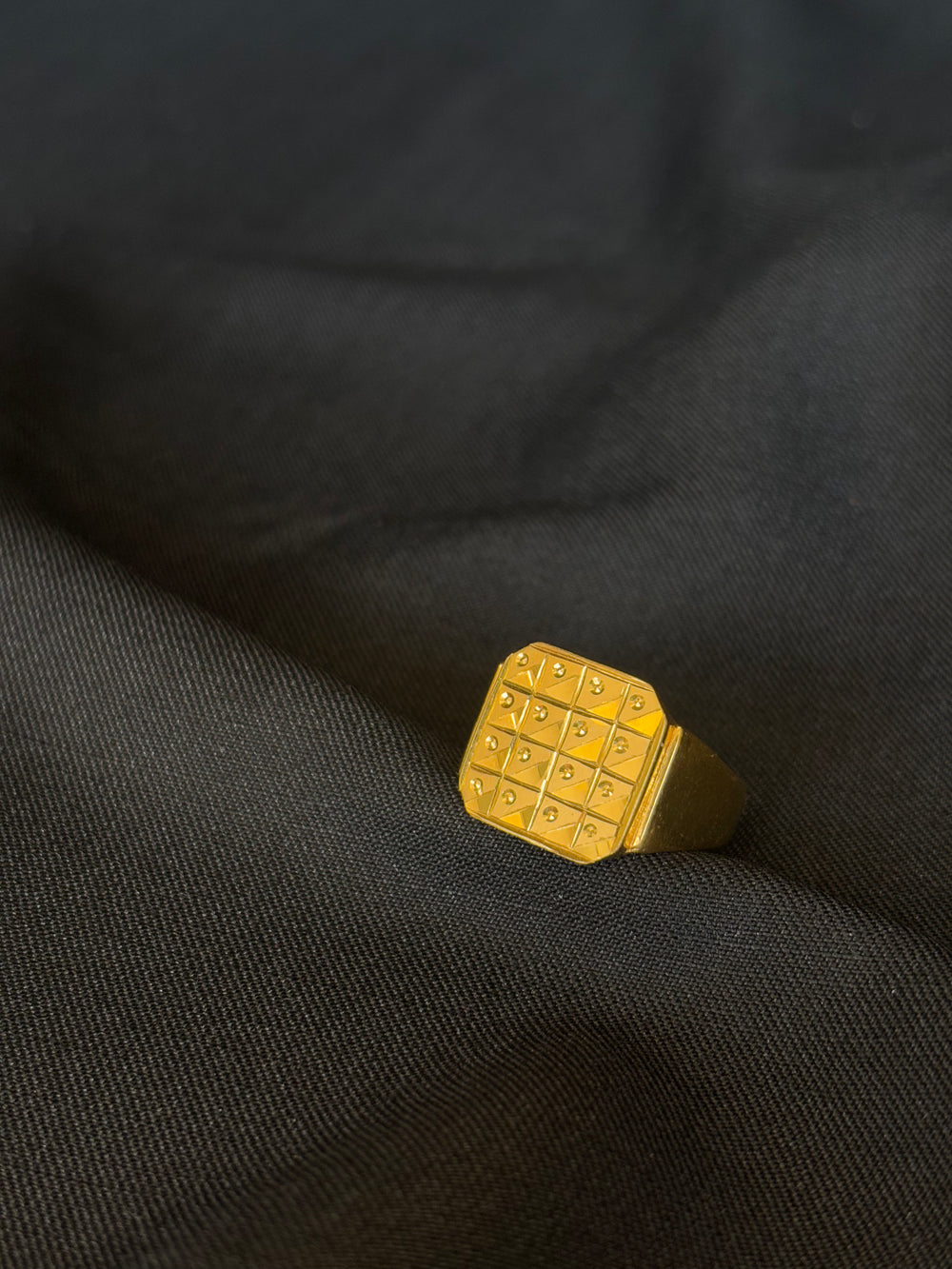 22K Gold Gents Ring with Modern Geometric Design.