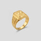 Gents  Pyramid Texture Gold Signet | 22K Geometric Statement Ring