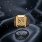 Gents  Pyramid Texture Gold Signet | 22K Geometric Statement Ring