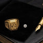 Gents  Pyramid Texture Gold Signet | 22K Geometric Statement Ring
