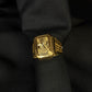 Gents  Pyramid Texture Gold Signet | 22K Geometric Statement Ring