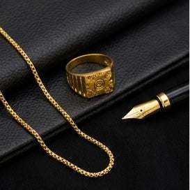 Handcrafted Traditional Gold Signet Ring | Circular Motif Band