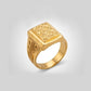 Gents Checkered Square Signet Ring | 22K Gold Artisan Band